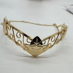 Gold Leaf Design Metal Headband for Queen or Toga Costume One Size